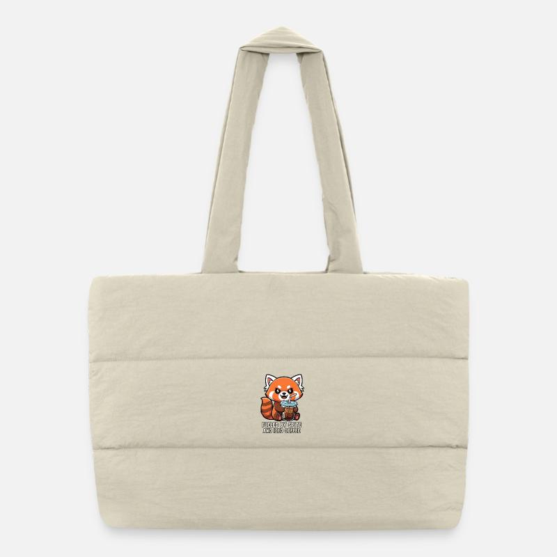 Cheeky Raccoon Coffee Meme Design Puffer Shopping Bag