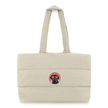 Chien chic avec des lunettes de soleil - Sac shopping matelassé - blanc naturel - Devant