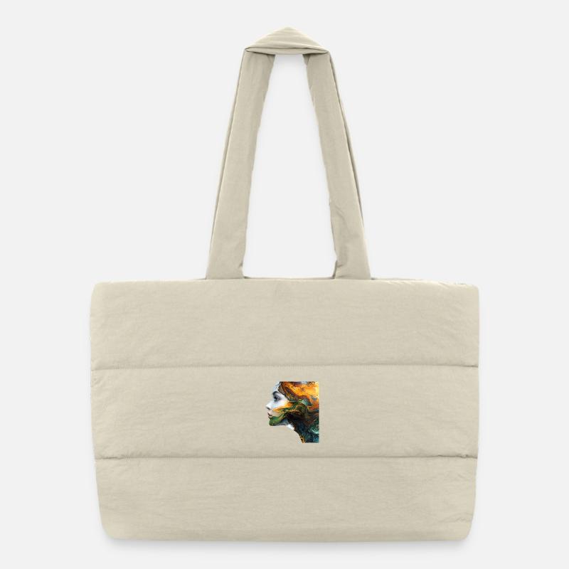 Motif de visage d’art fluide Sac shopping matelassé