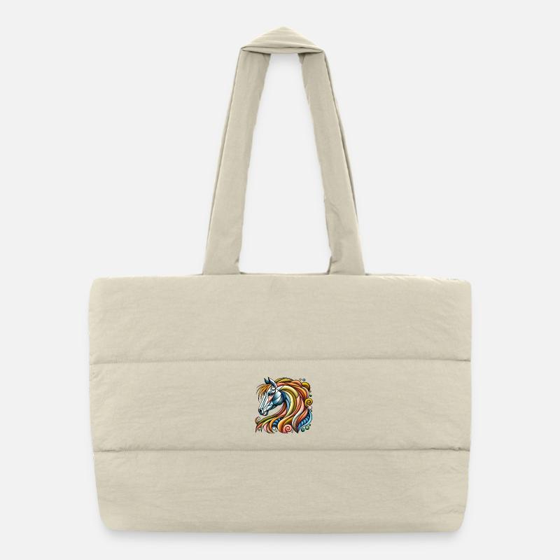 Tête de cheval géométrique lumineuse Sac shopping matelassé
