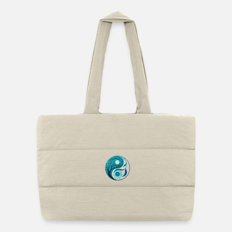Yin Yang with Tree and Spiral Puffer Shopping Bag