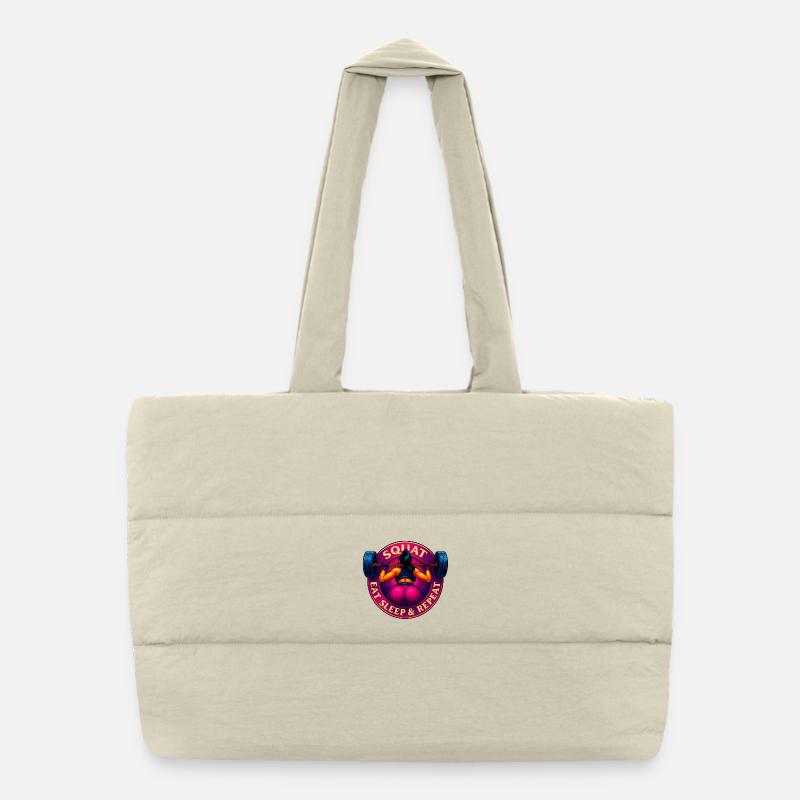 Squat, Eat, Sleep & Repeat ! - Sac shopping matelassé - blanc naturel