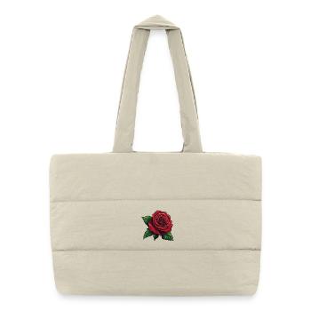 Rose rouge / Pétales graphique vectoriel - Sac shopping matelassé - blanc naturel - Devant