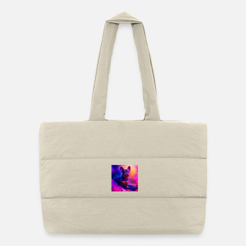 Bouledogue français coloré Art Design Sac shopping matelassé