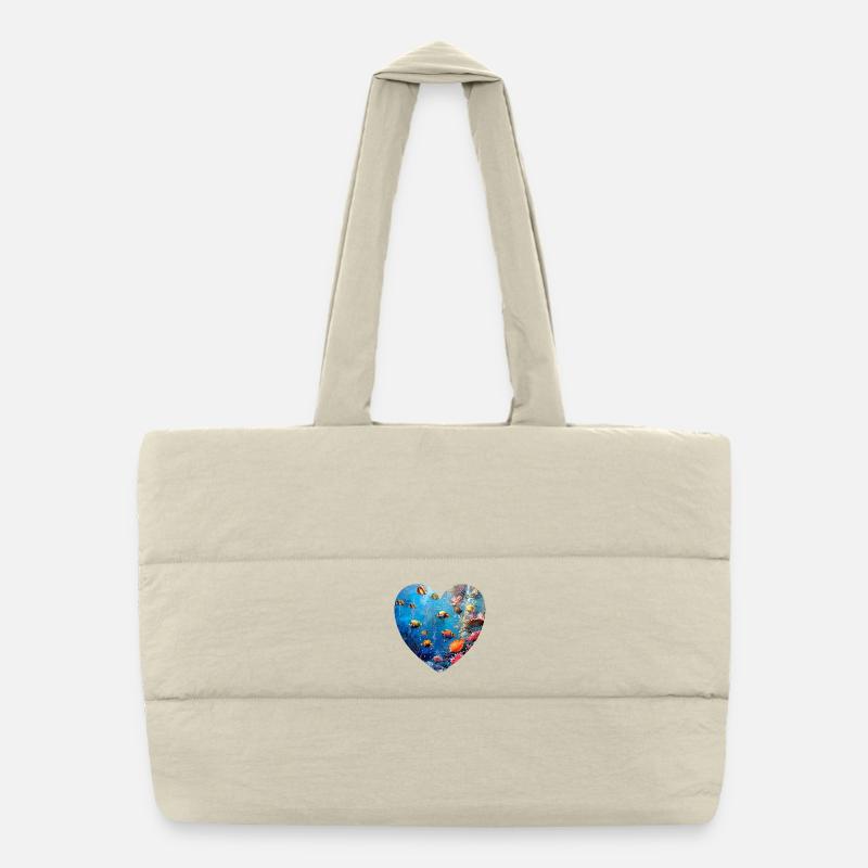 Intact Coral Reef Underwater World Heart Design Puffer Shopping Bag