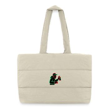Neon Graffiti Sprayer Silhouette - Puffer Shopping Bag - natural - Front