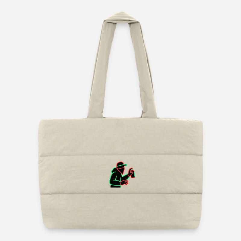 Neon Graffiti Sprayer Silhouette Puffer-Einkaufstasche