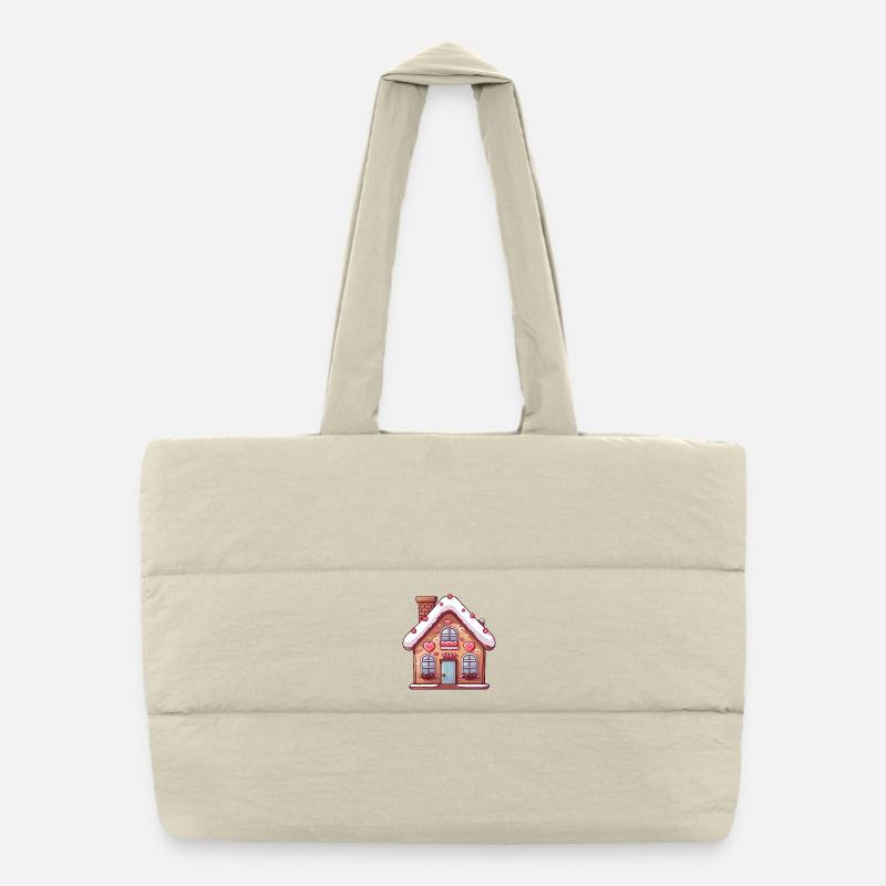 Heart Cottage Gingerbread House Puffer Shopping Bag