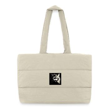 Chat en colère - Sac shopping matelassé - blanc naturel - Devant