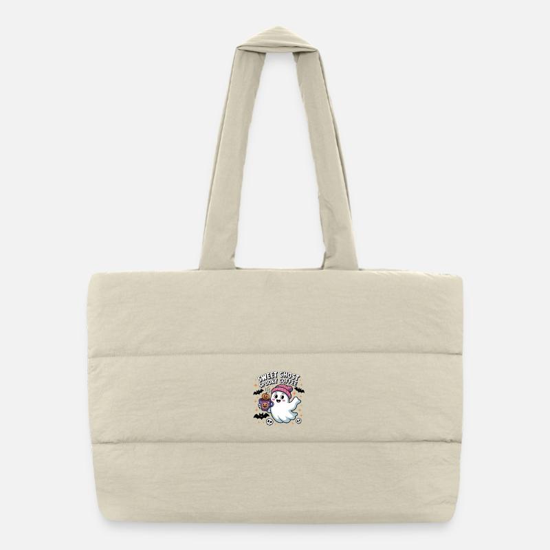 Ghost Sweet Coffee Halloween Puffer Shopping Bag