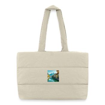Alpine Canal and Colorful Village - Puffer Shopping Bag - natural - Front