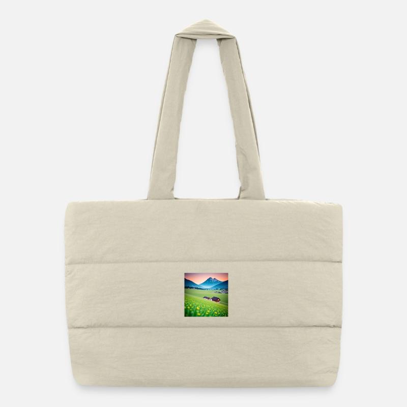 Alpine valley at dusk - Puffer Shopping Bag - natural