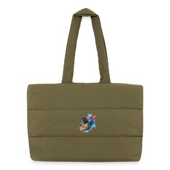 Farbrausch Wildwasser Kajakabenteuer  - Puffer-Einkaufstasche - safari Green - Vorne