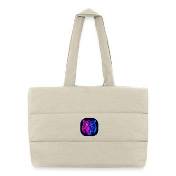 Neon Polygon Tiger: Magenta to Blue - Puffer Shopping Bag - natural - Front