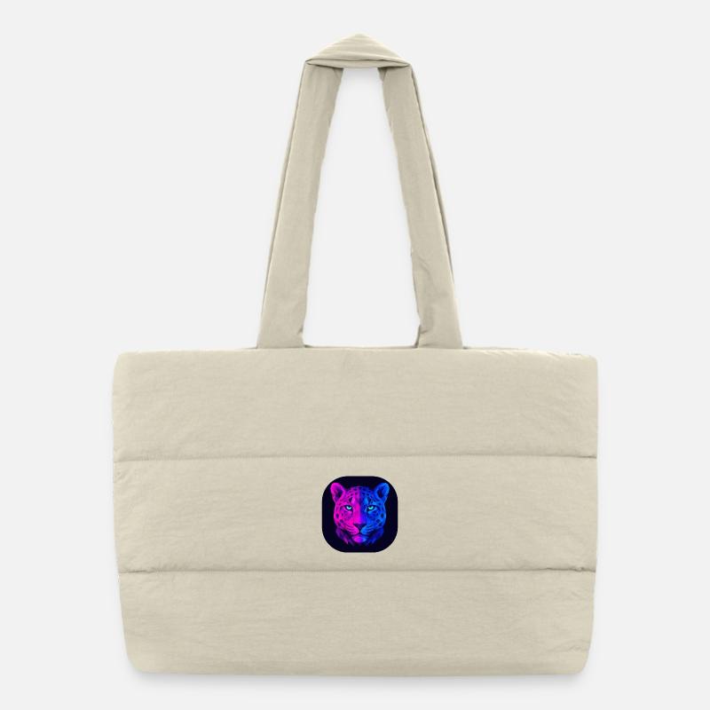 Néon géométrique léopard - Sac shopping matelassé - blanc naturel