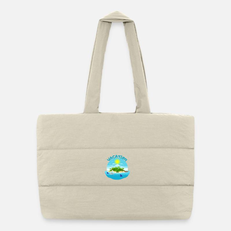 Tropical island idyll beach design Puffer Shopping Bag
