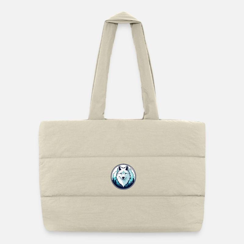 Arctic Wolf (Head) Puffer Shopping Bag