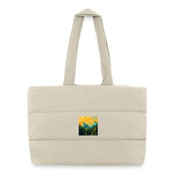 Geometric sunrise in mountains - Puffer Shopping Bag - natural - Front