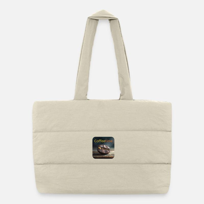 Coffeetime Coffee Bean with Zipper Puffer Shopping Bag