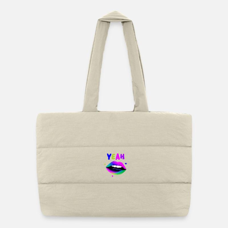 Arc-en-ciel Lip Art YEAH Neon Kiss Sac shopping matelassé