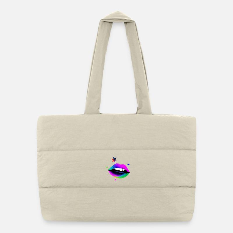 Lèvres arc-en-ciel Pop Art Neon Sac shopping matelassé