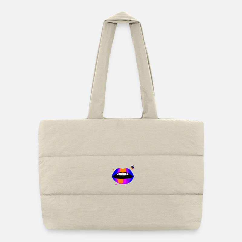 Neon Rainbow Lips Puffer Shopping Bag