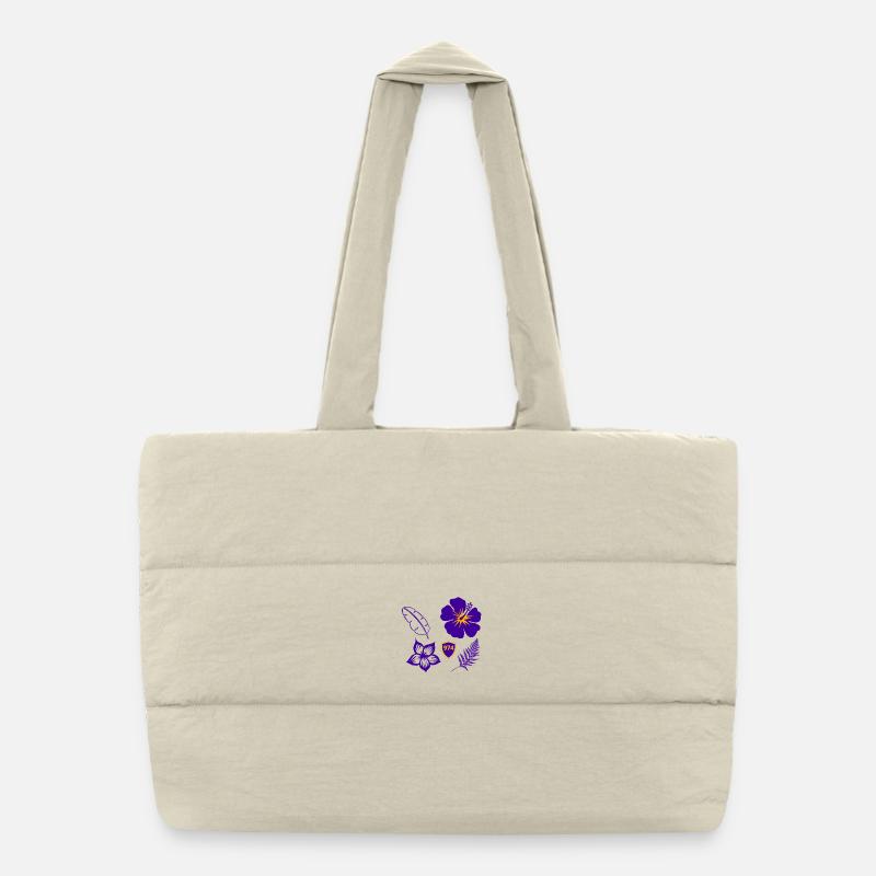 Hibiscus Violet Bouclier 974 - Sac shopping matelassé - blanc naturel