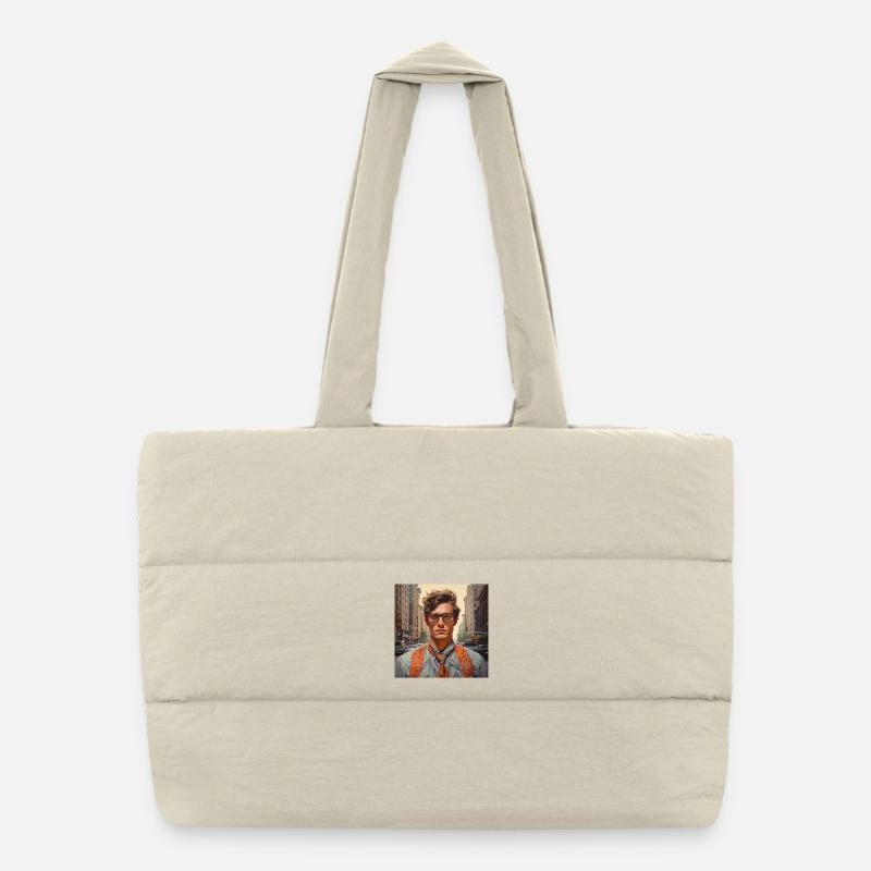 Portrait de style urbain avec lunettes Sac shopping matelassé