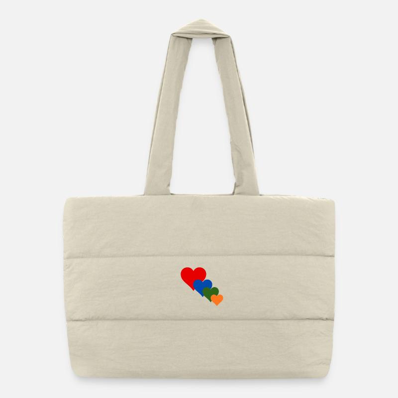 Colorful Hearts Puffer Shopping Bag