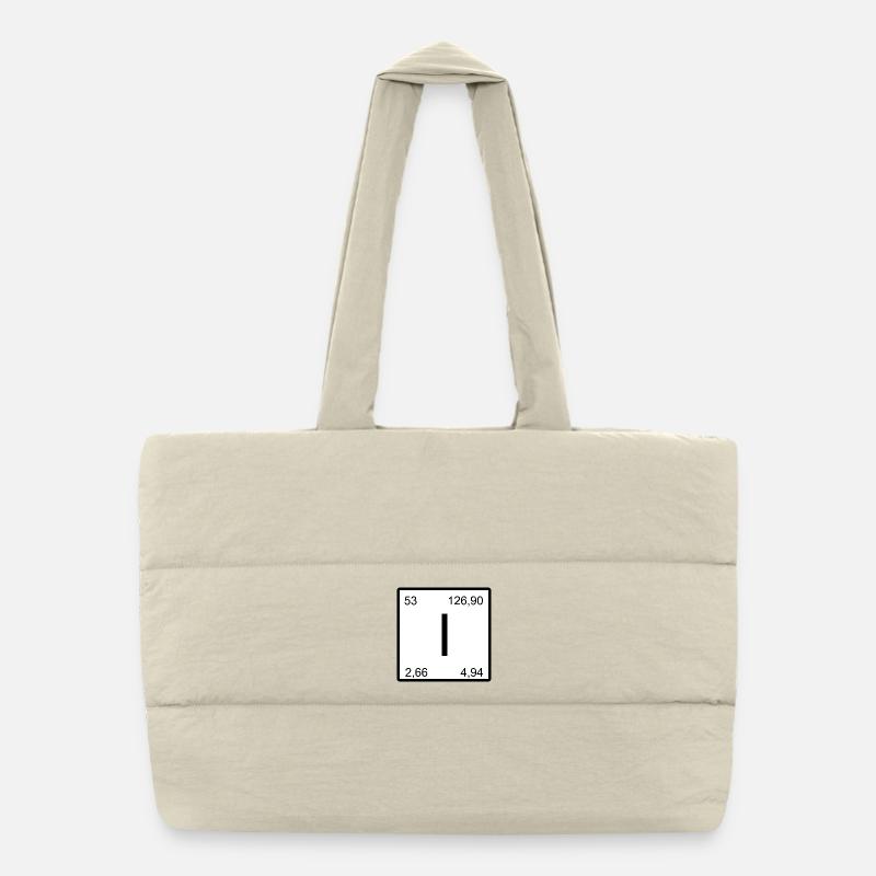 Élément d’iode Iode Symbole d’élément du tableau périodique Sac shopping matelassé