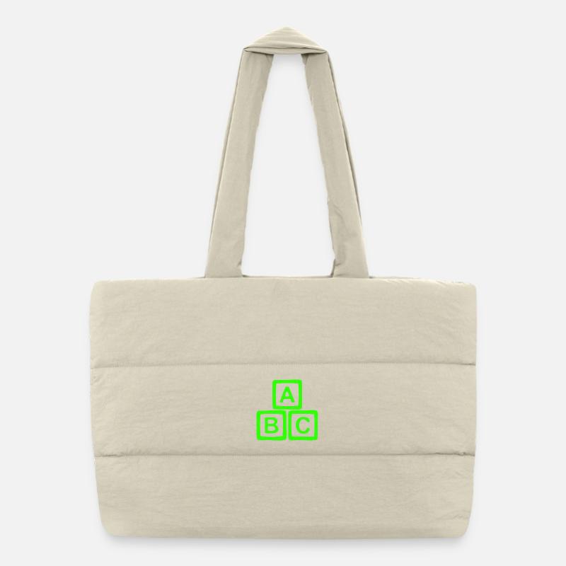 Neon Block ABC Art - Bunter Druck - Puffer-Einkaufstasche - Naturweiß