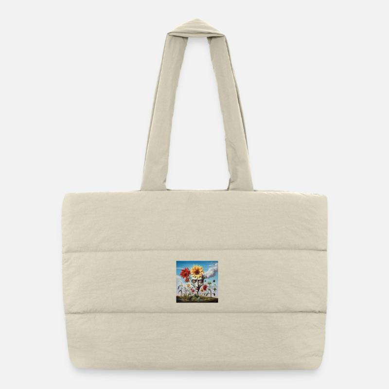 Surreal Sun Head Face Puffer Shopping Bag