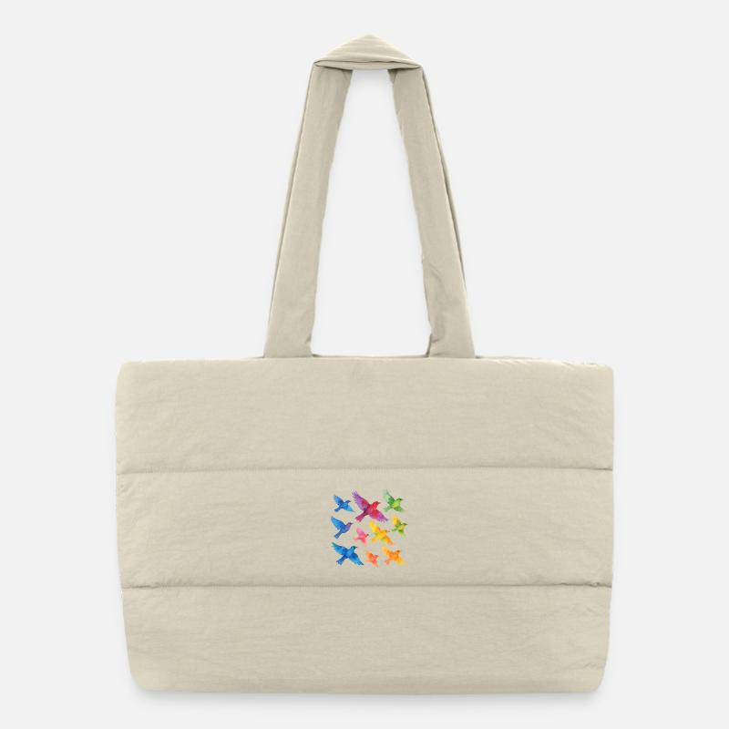 Volée d’oiseaux à l’aquarelle – Liberté dans la couleur Sac shopping matelassé