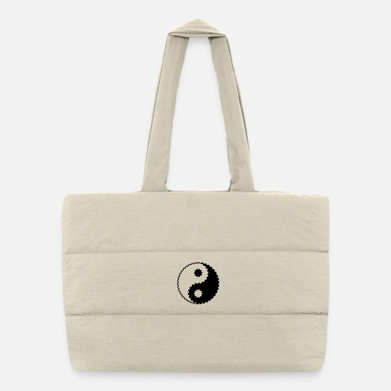 Yin Yang Zahnrad – Asiatische Balance & Technik Puffer-Einkaufstasche