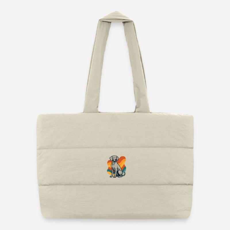 braque de weimarWHund en motif d’onde rétro Sac shopping matelassé
