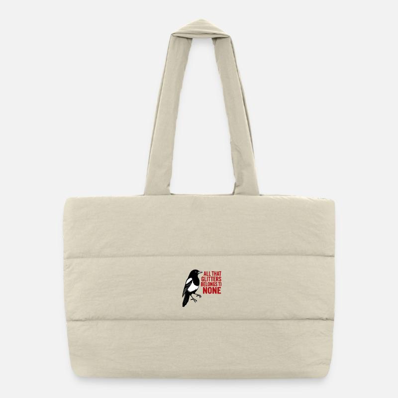 Dicton corbeau et paillettes rouges Sac shopping matelassé