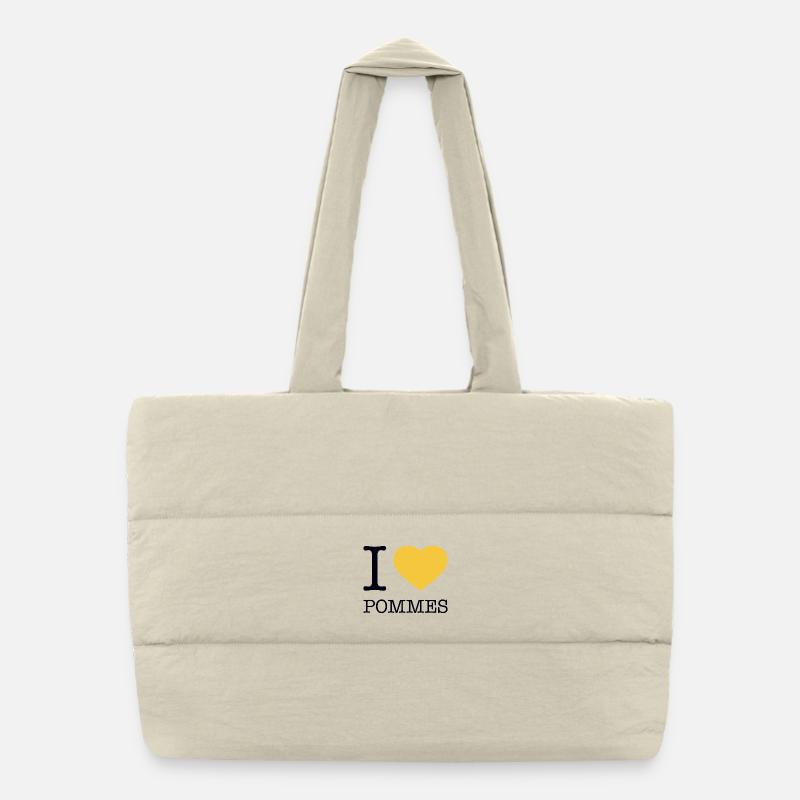 J’adore les frites Sac shopping matelassé