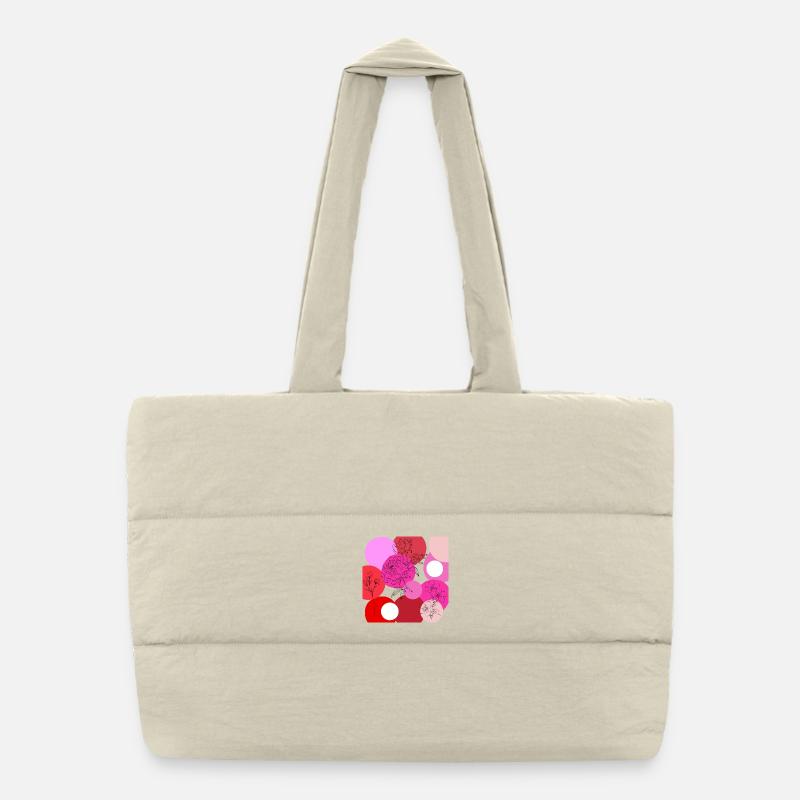 Floral lines over color wheels Puffer Shopping Bag