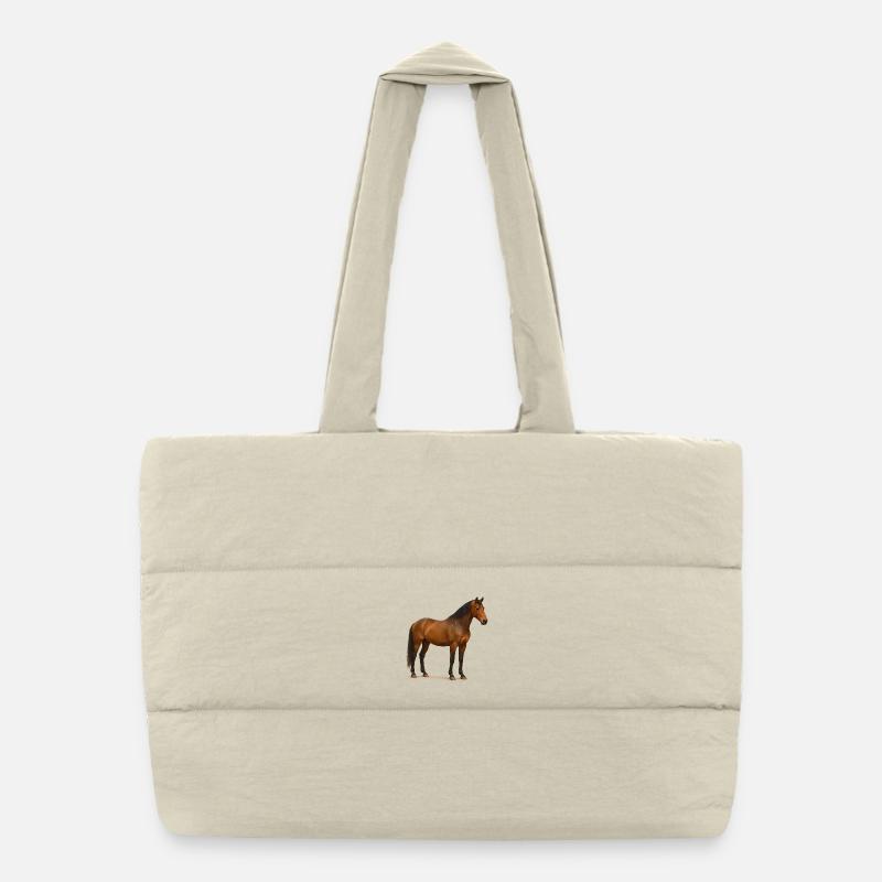 Reddish Brown Stallion in Sun Shimmer - Puffer Shopping Bag - natural