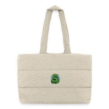 Green Tree Python Snake in Wave - Puffer Shopping Bag - natural - Front