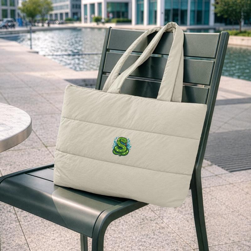 Arbre vert Python serpent en vague Sac shopping matelassé