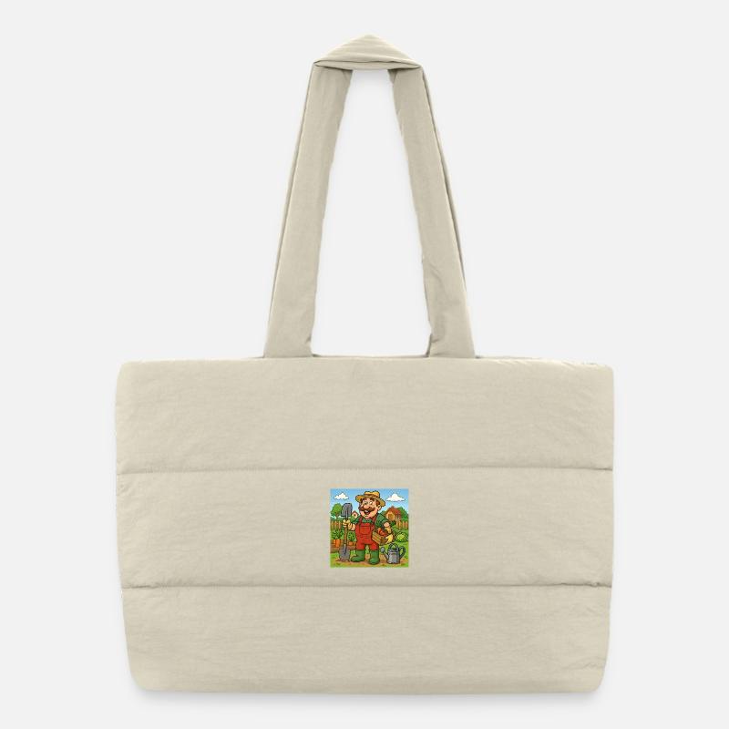 Fermier avec panier de récolte Sac shopping matelassé