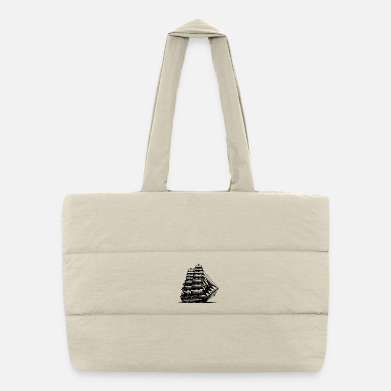 Vintage Sailing Ship Dreams Pure Nostalgia Puffer Shopping Bag