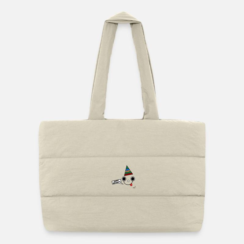 Koppie with party hat - Puffer Shopping Bag - natural