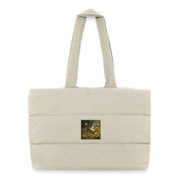 Chaffinch in a sea of flowers Flight through the summer day - Puffer Shopping Bag - natural - Front