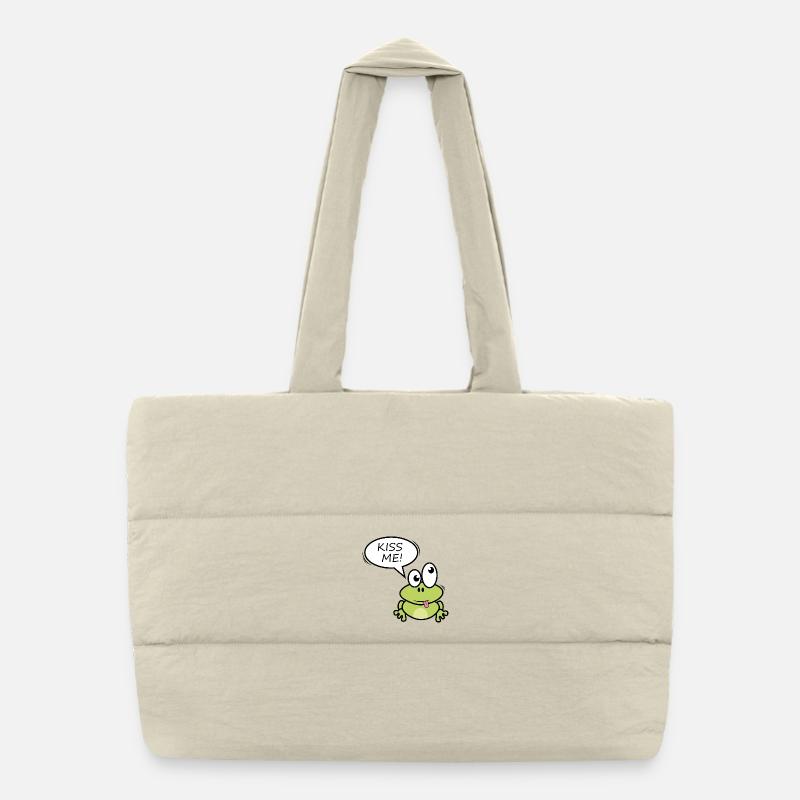Küss mich Frosch Cartoon Puffer-Einkaufstasche