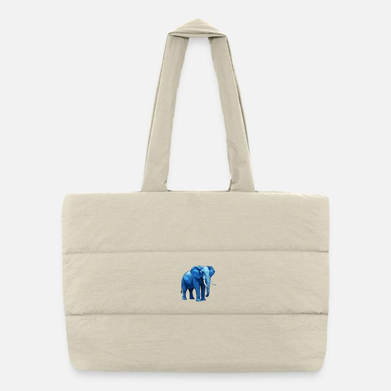 Geometrischer Blauer Elefant Puffer-Einkaufstasche