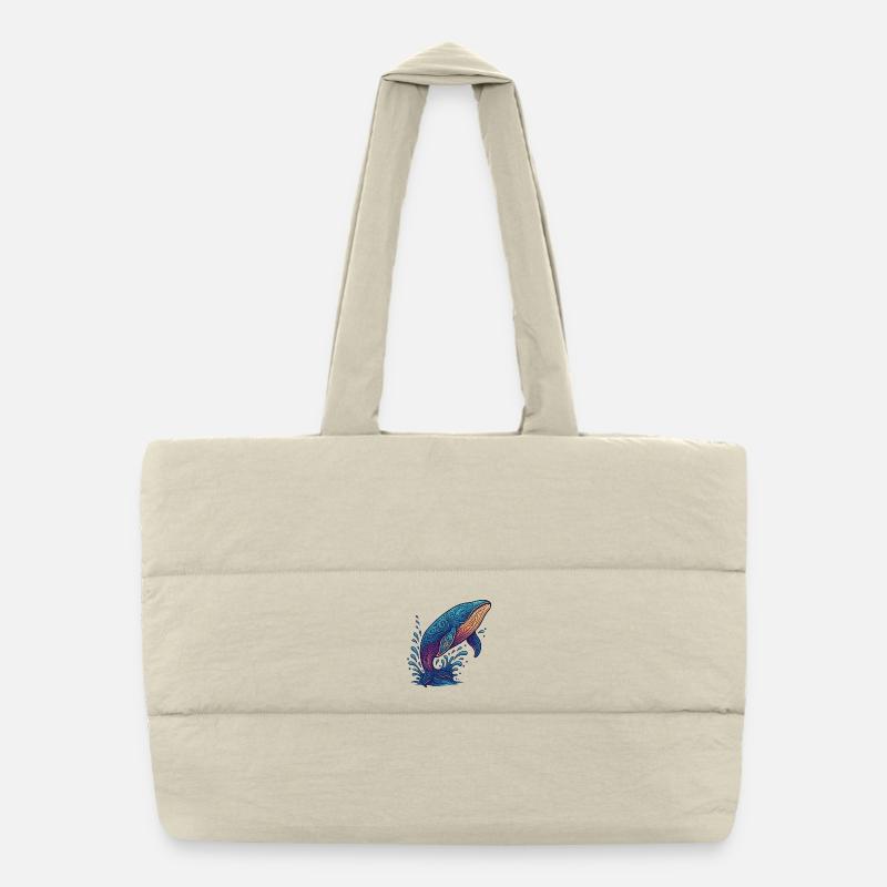 Flux de couleur des baleines Sac shopping matelassé