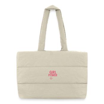 Girl Power Pink Fist Emblem - Puffer Shopping Bag - natural - Front