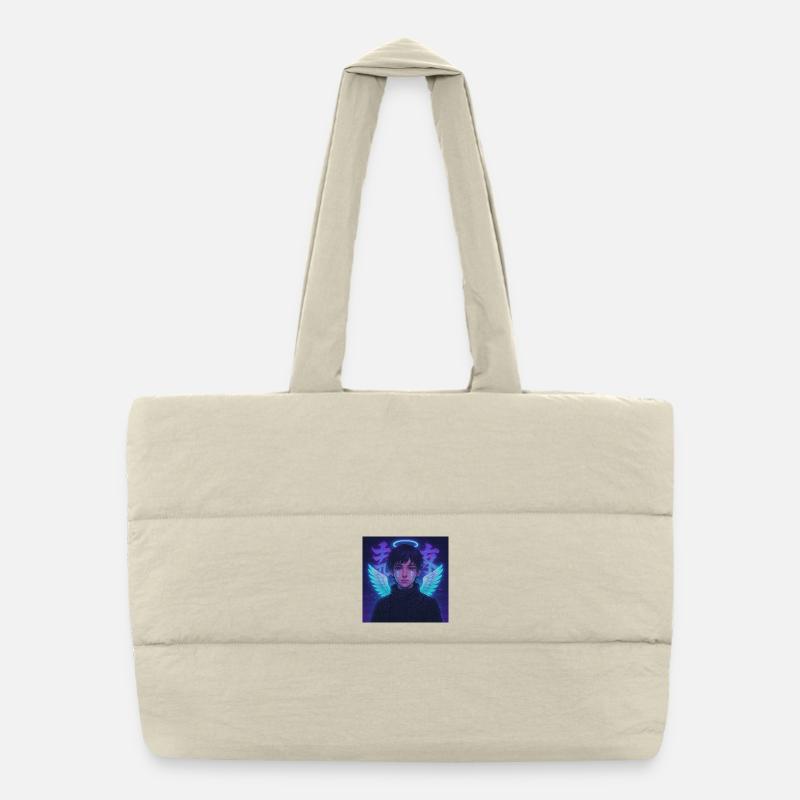 Cyberpunk Angel E-Boy Y2K Synthwave Art Puffer Shopping Bag